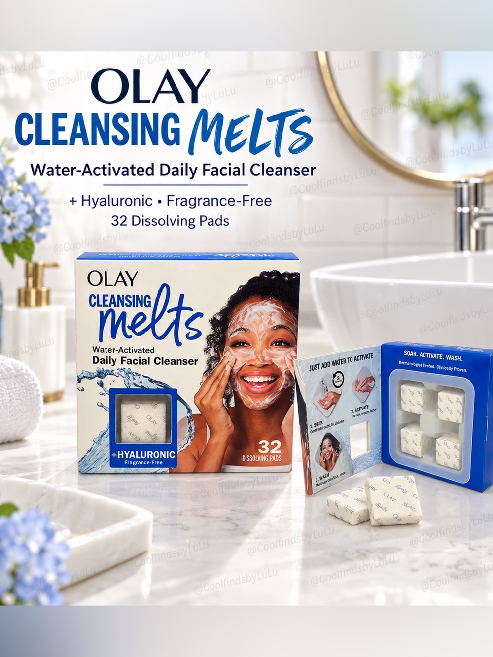 OLAY Cleansing Melts Daily Facial Cleanser - White & Blue Packaging